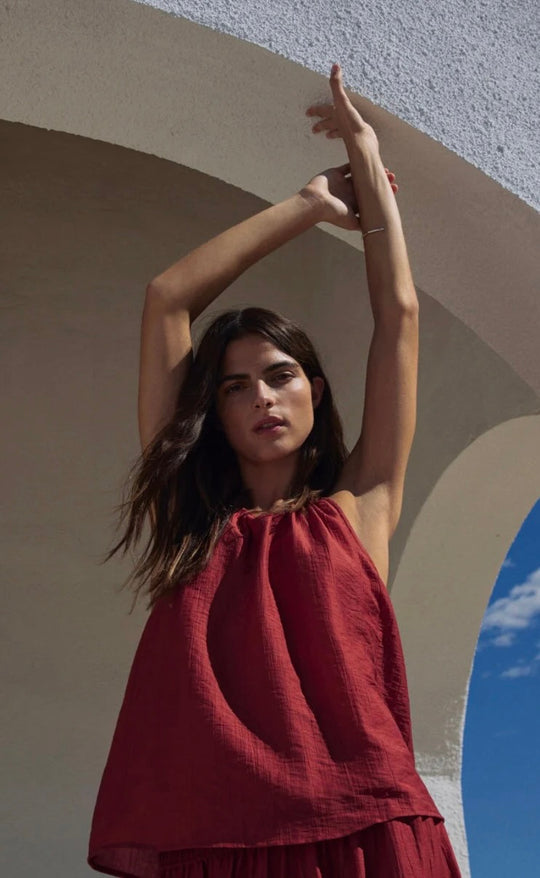 Halter Neck Dark Red