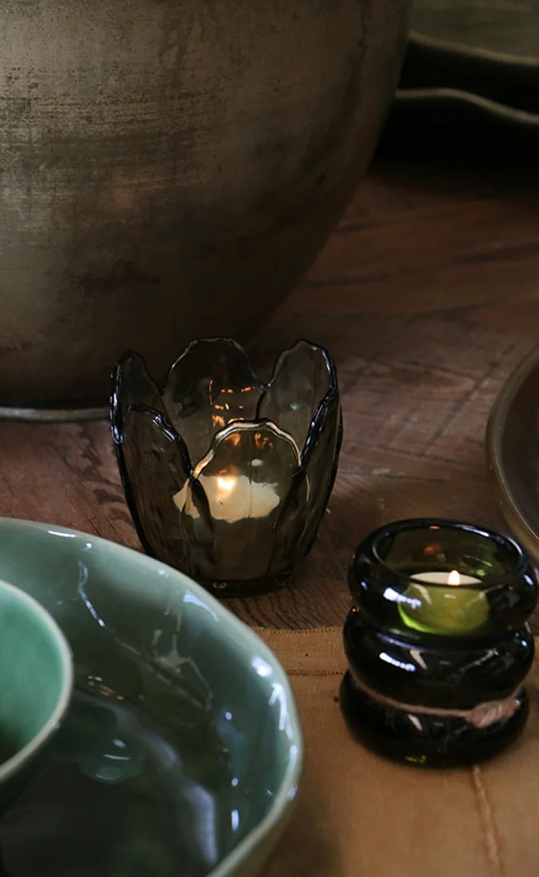 Glass Candle Holder Verde