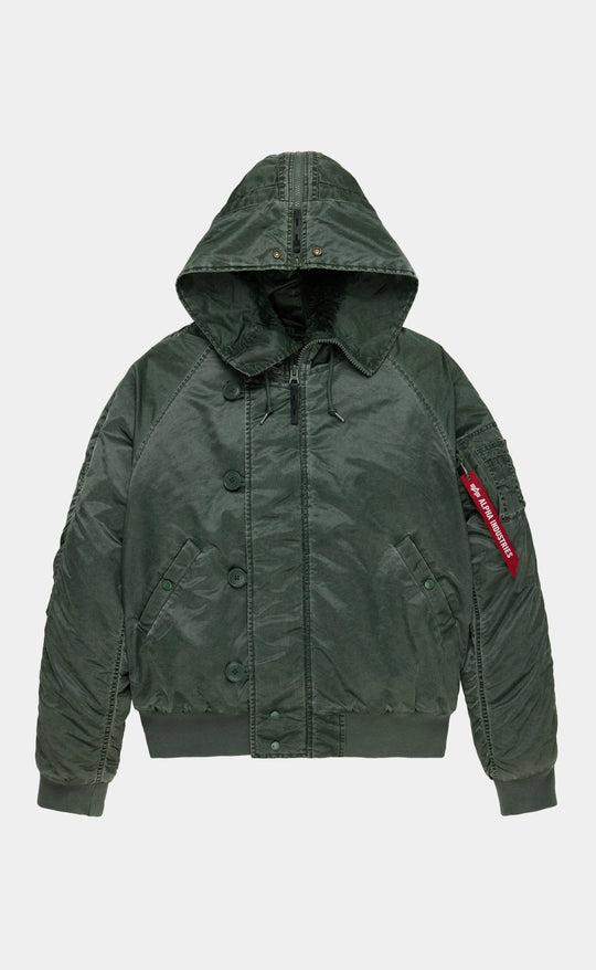 N-2b Heritage Fit Parka Battlewash Deep Forest