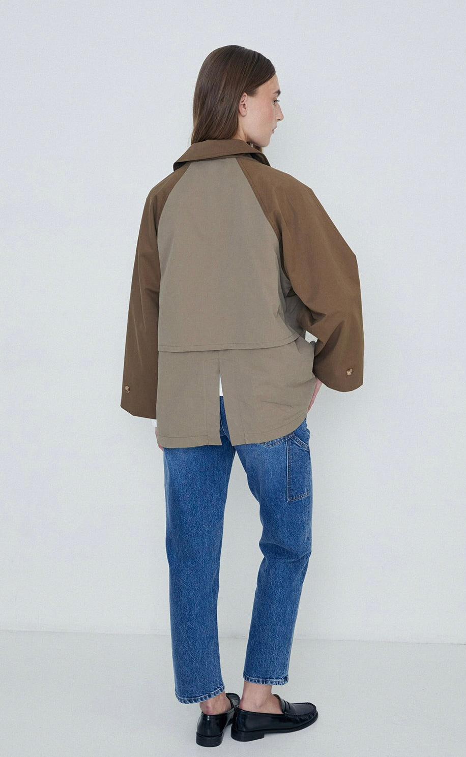 Patchwork Swing Coat Khaki