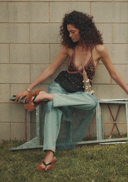 Sophia Beaded Halter Onyx & Oak