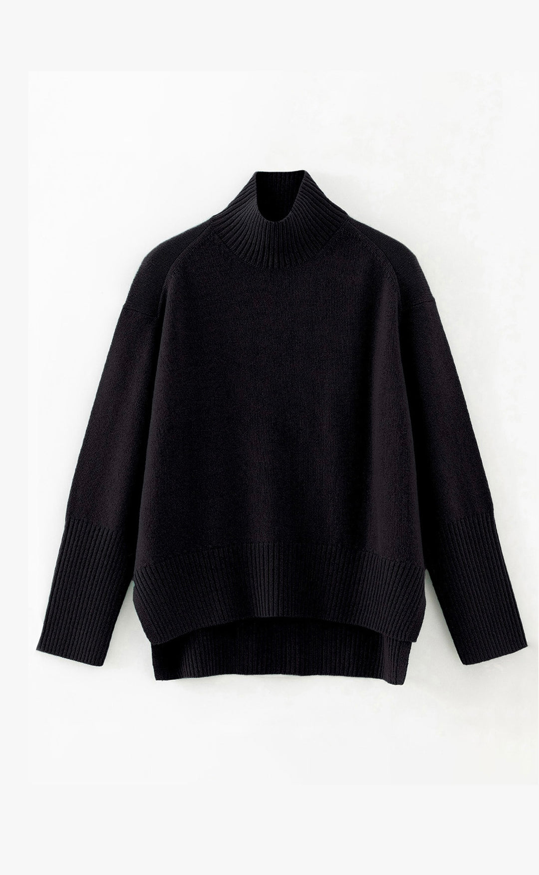 Tiber Chunky Hi-Lo Hem Polo Black