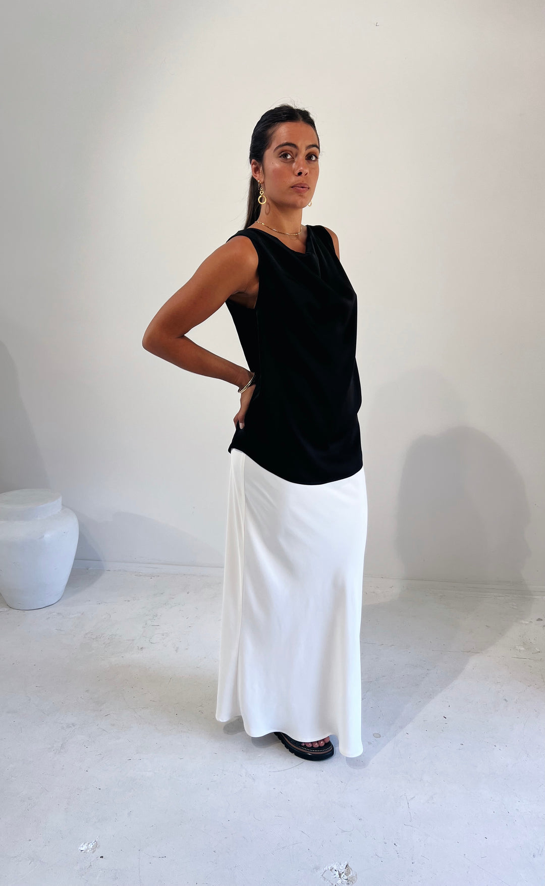 Bias Maxi Skirt Ivory