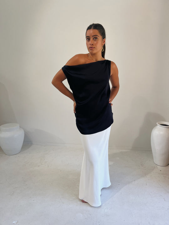 Bias Maxi Skirt Ivory
