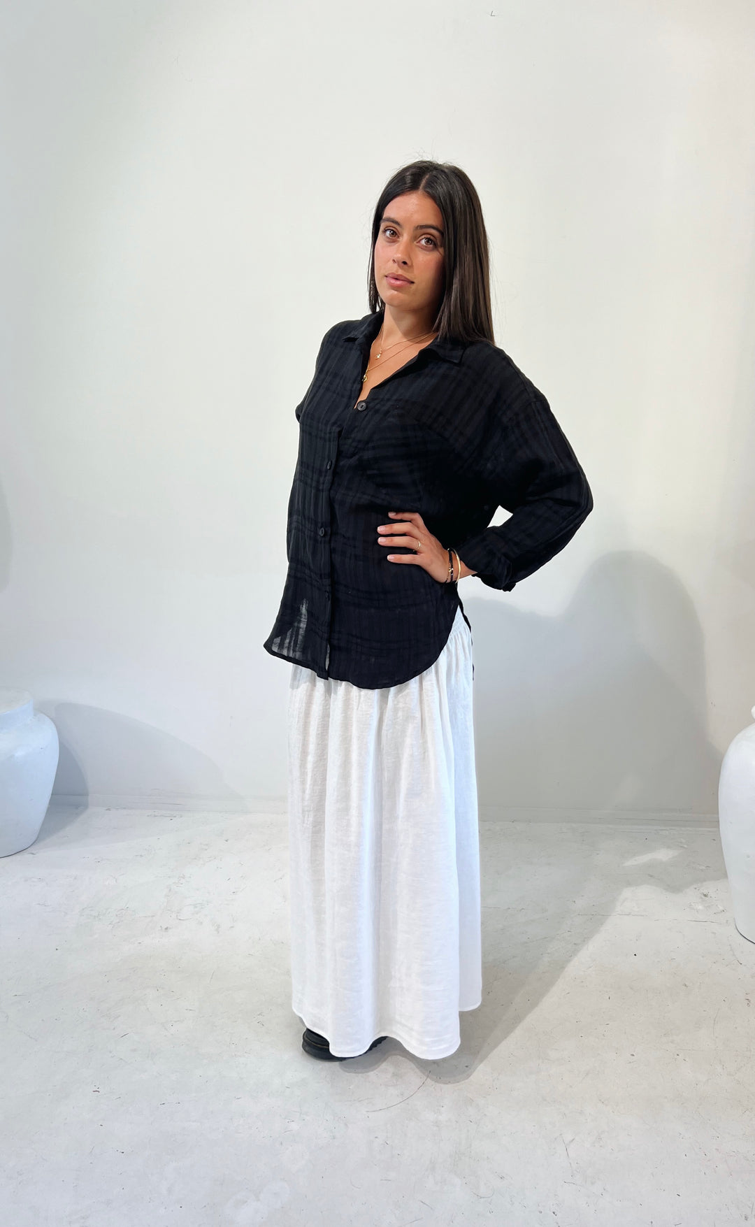 Honey Shirt Black Textured