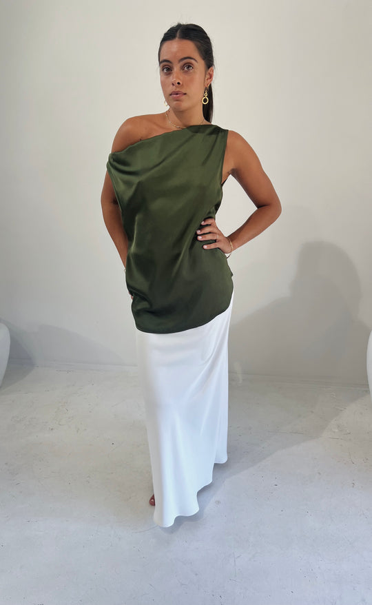 Billie Top Olive Satin
