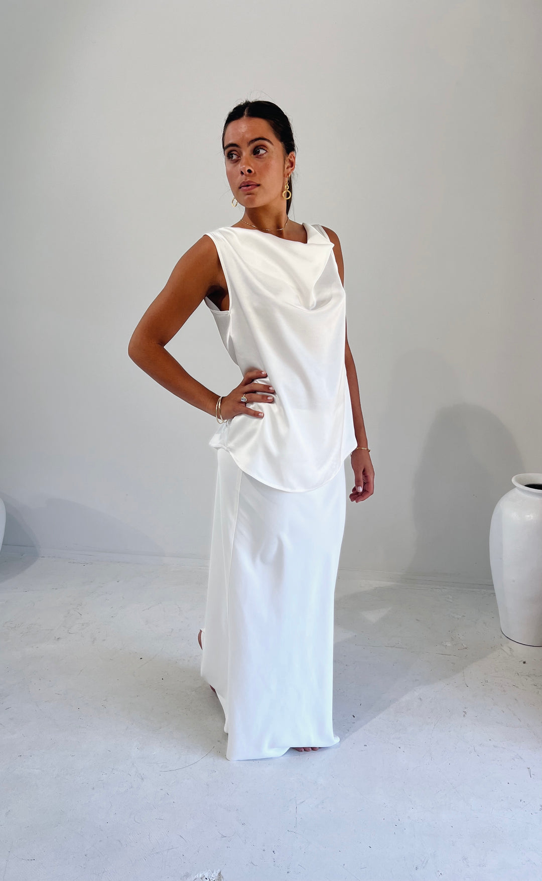 Bias Maxi Skirt Ivory
