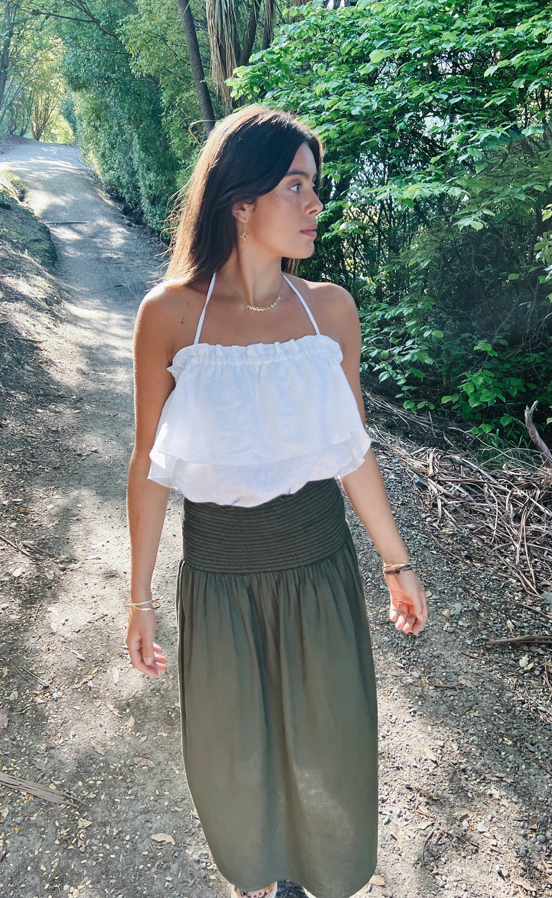 Temple Skirt Khaki Poplin