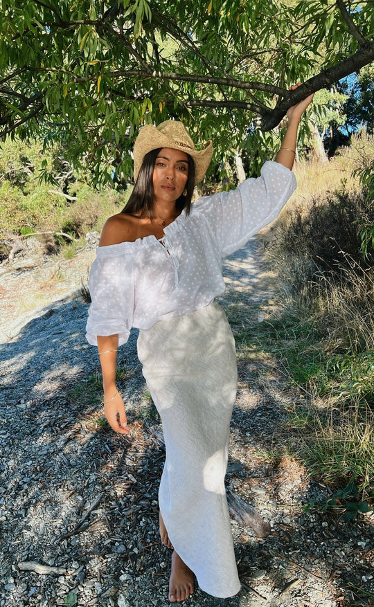 Bias Maxi Skirt Stone Hemp