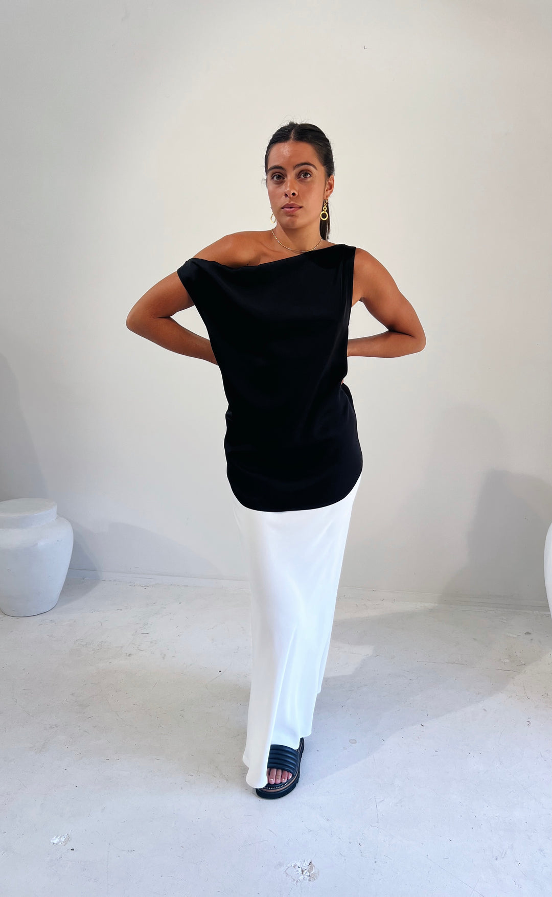 Billie Top Black Satin