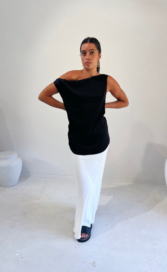 Billie Top Black Satin