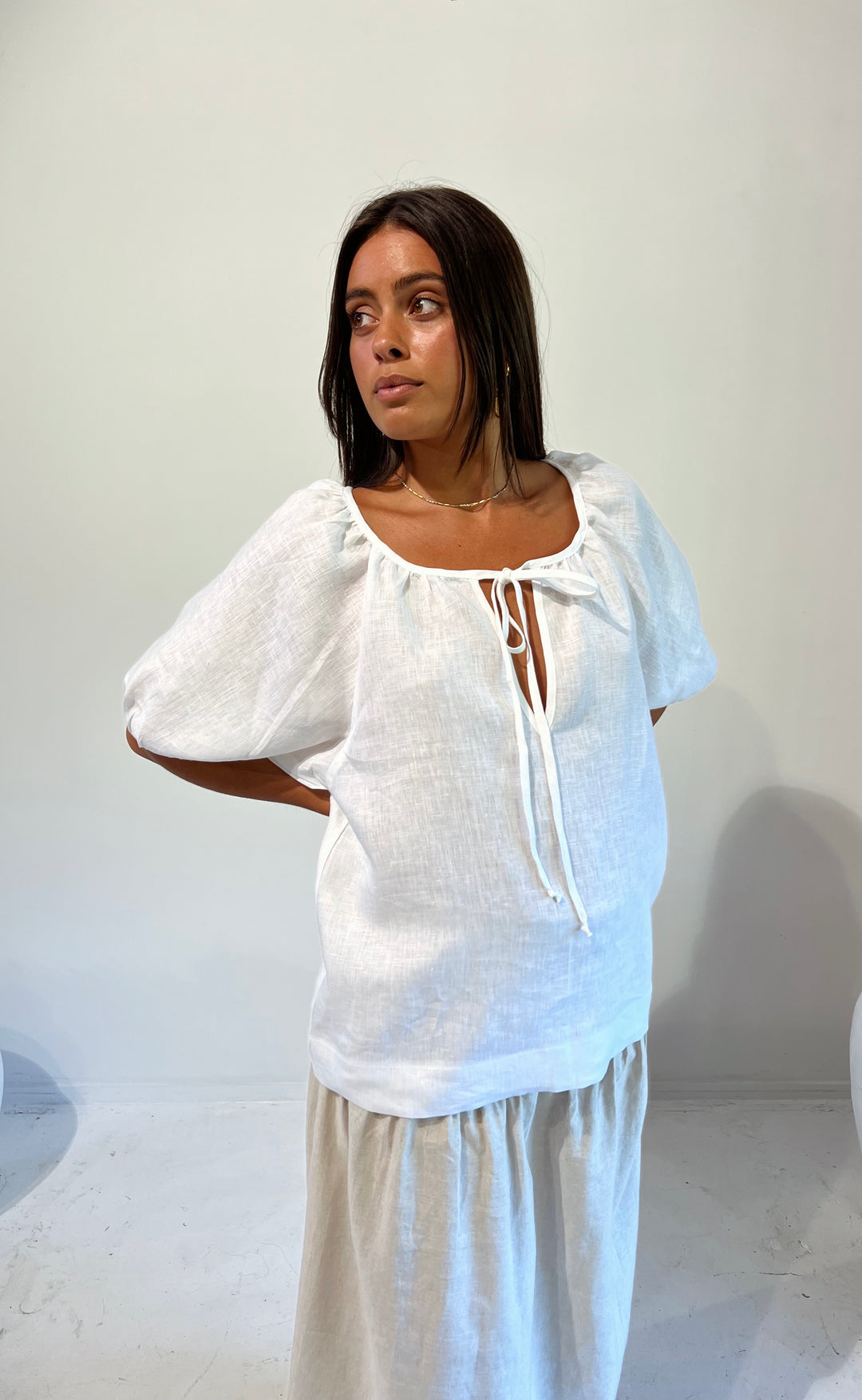 Joy Top White Linen
