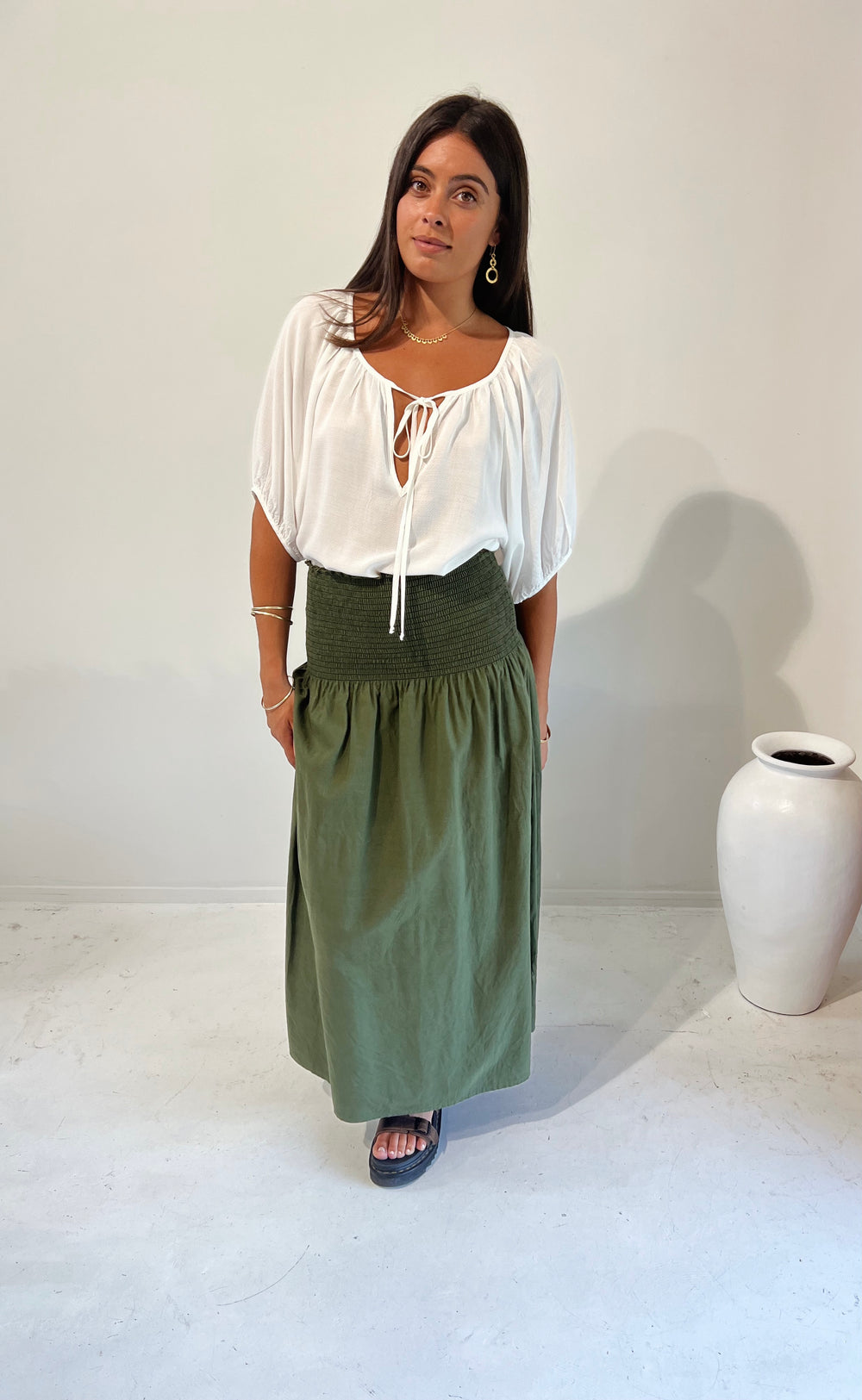 Temple Skirt Olive Cotton