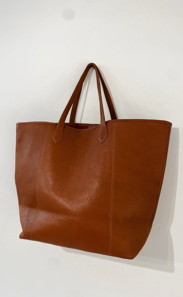 Handmade Leather Bag Oversized Tan - Studded
