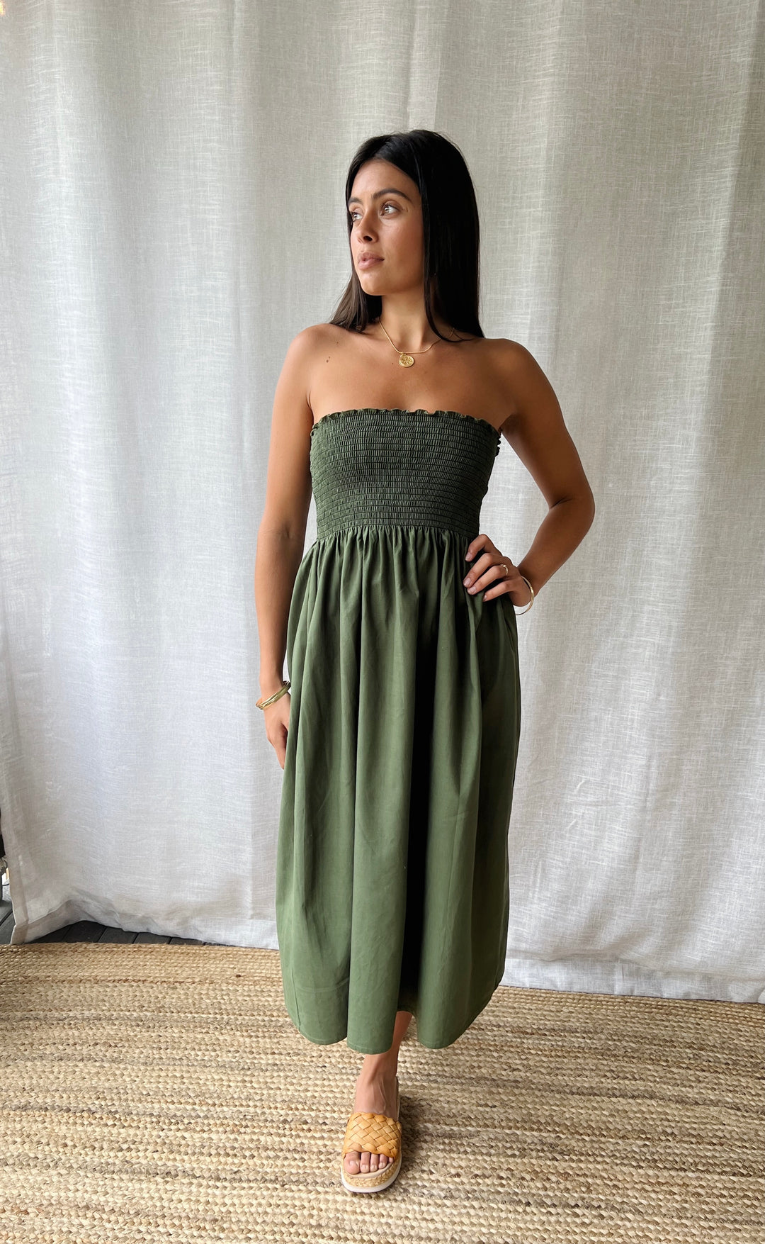 Temple Skirt Olive Cotton
