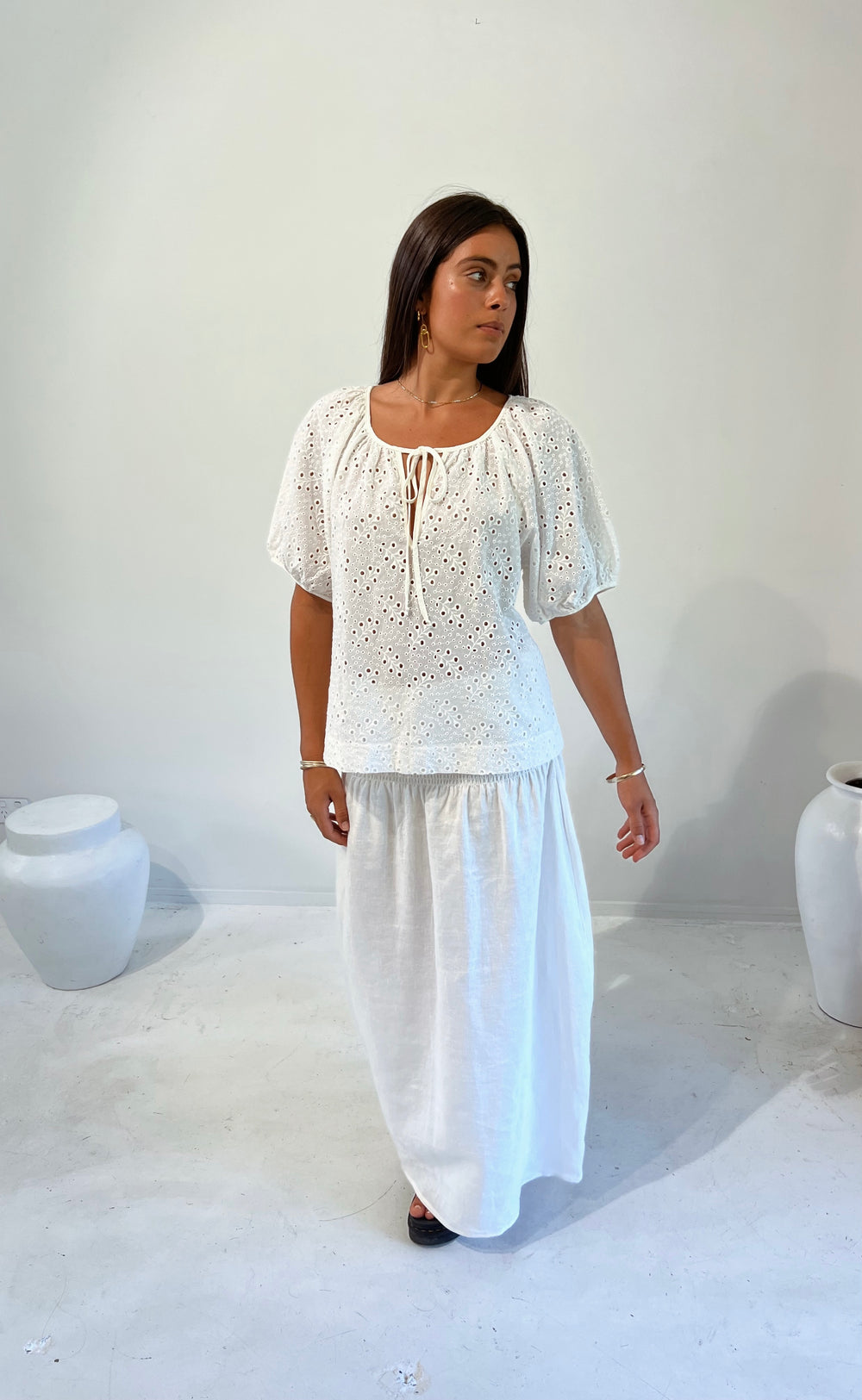 Joy Top White Lace