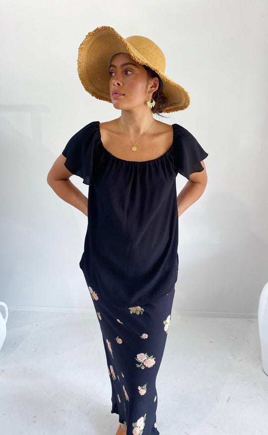 Elope Top Black Crepe