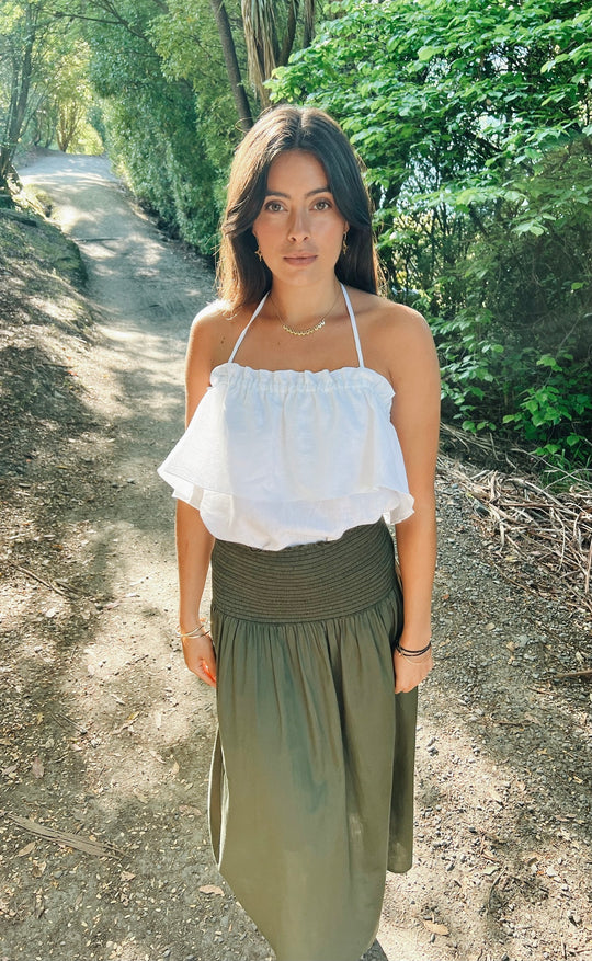 Temple Skirt Khaki Poplin