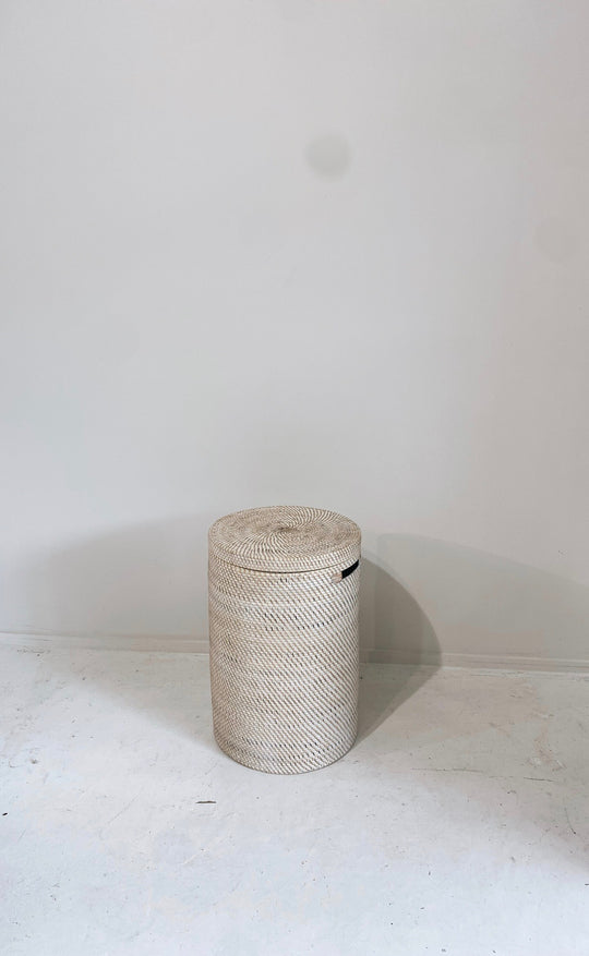 Whitewash Rattan Laundry Basket