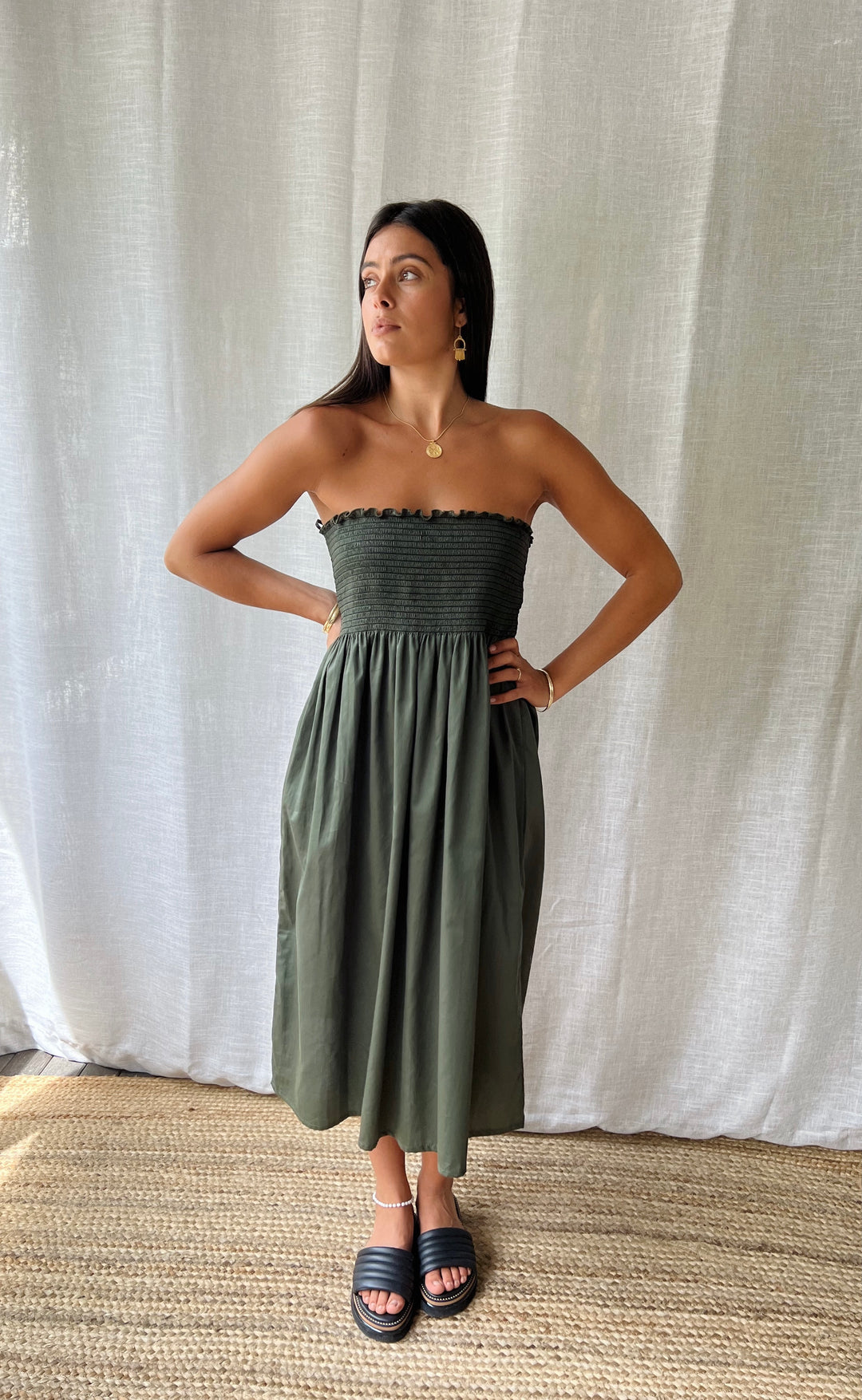 Temple Skirt Khaki Poplin