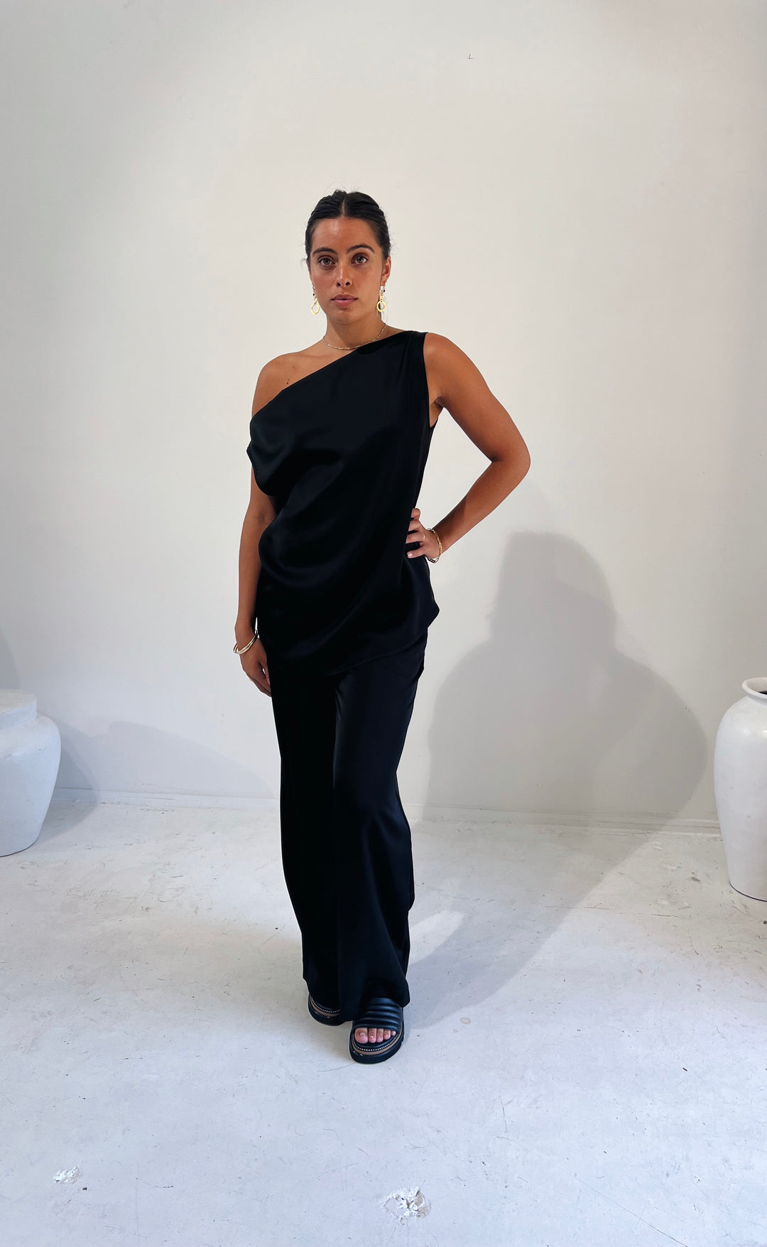Hepburn Pant Black Satin