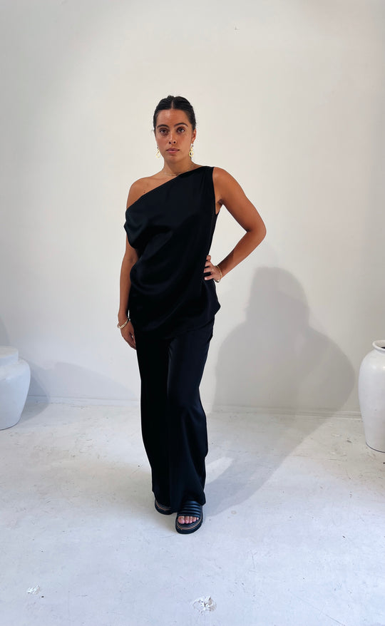 Hepburn Pant Black Satin