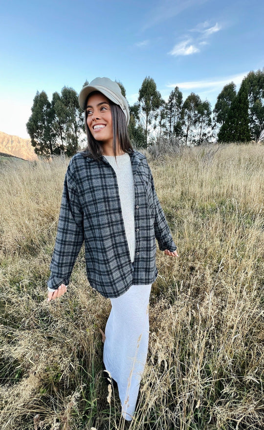 Tommy Shirt Grey Check Wool Mix