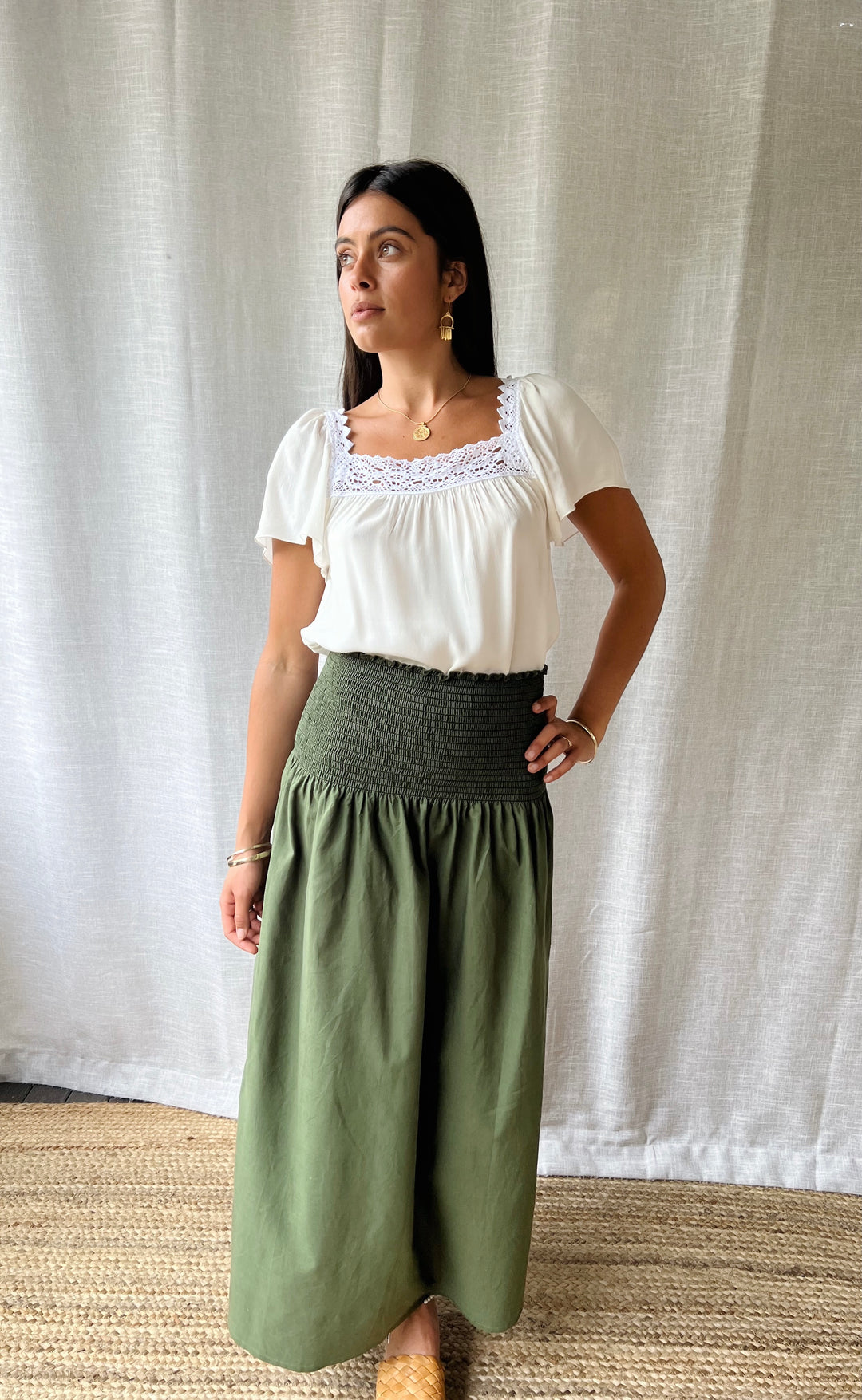 Temple Skirt Olive Cotton