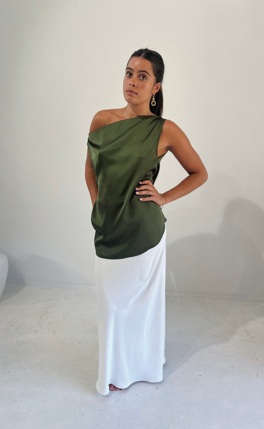Billie Top Olive Satin