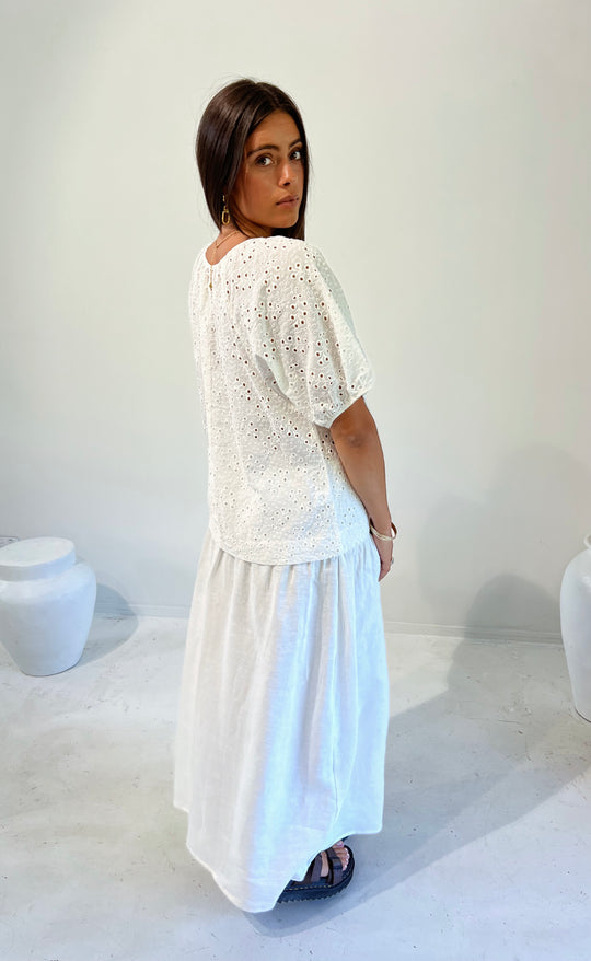 Joy Top White Lace