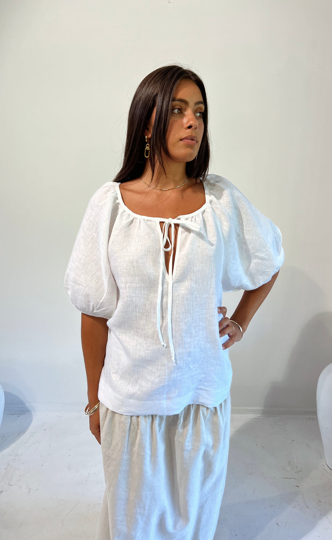 Joy Top White Linen