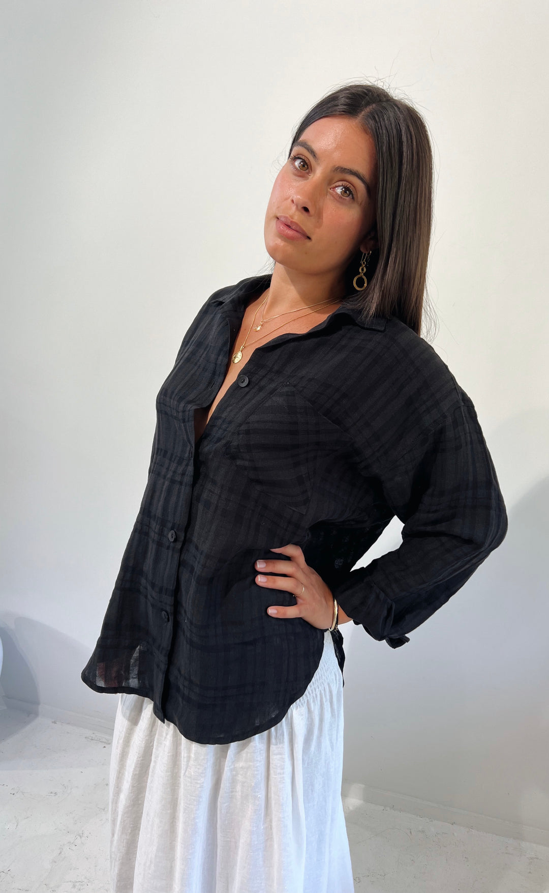 Honey Shirt Black Textured