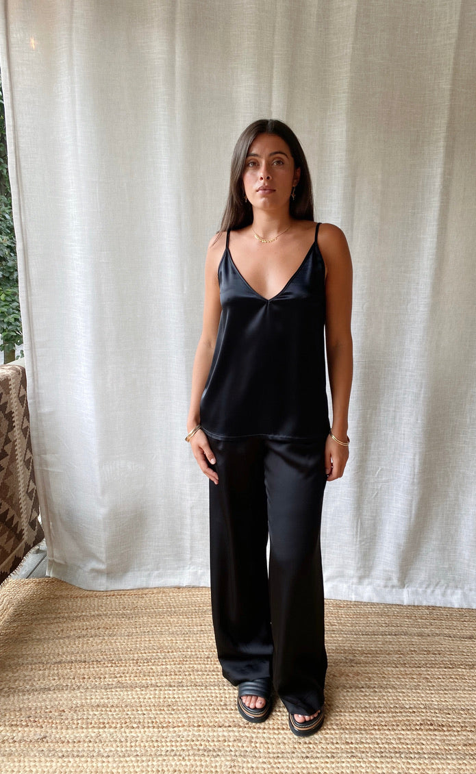 Hepburn Pant Black Satin