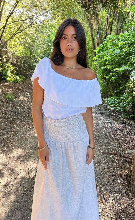 Elope Top White Linen