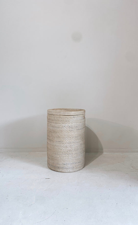 Whitewash Rattan Laundry Basket