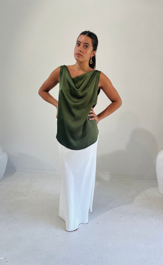 Billie Top Olive Satin