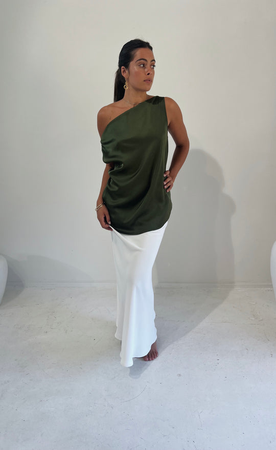 Billie Top Olive Satin