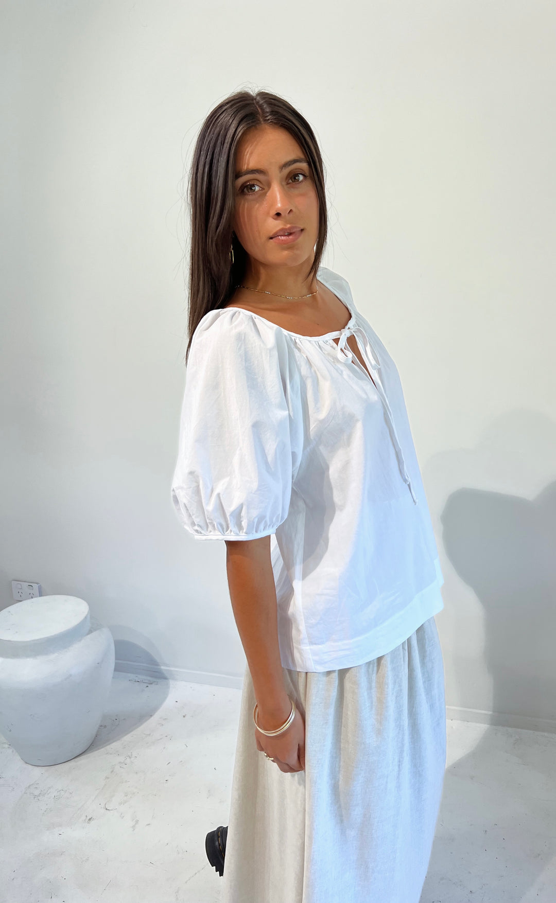 Joy Top White Poplin