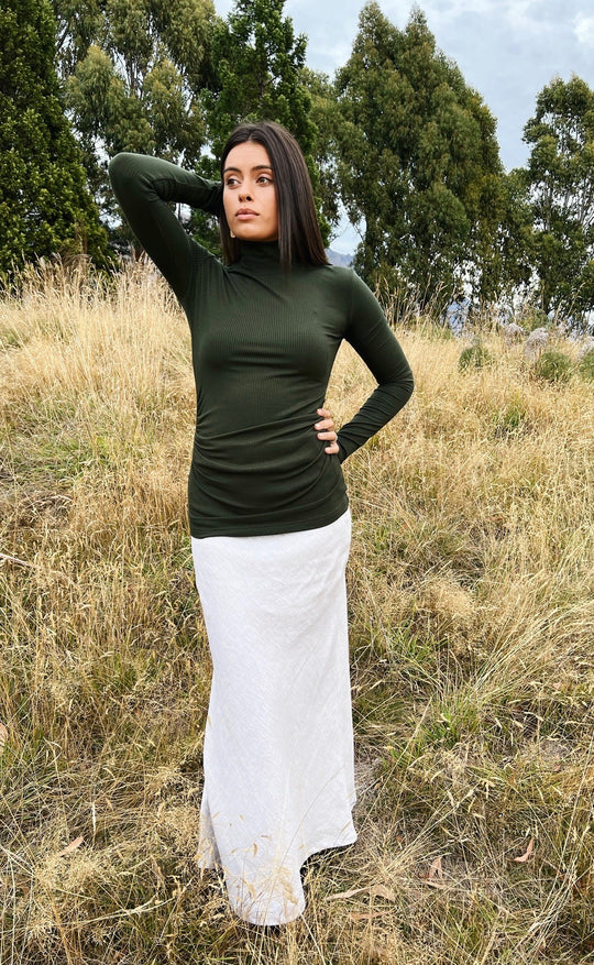 Bias Maxi Skirt Stone Hemp