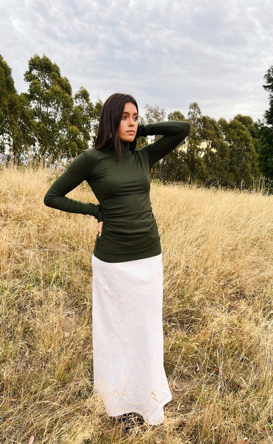 Bias Maxi Skirt Stone Hemp