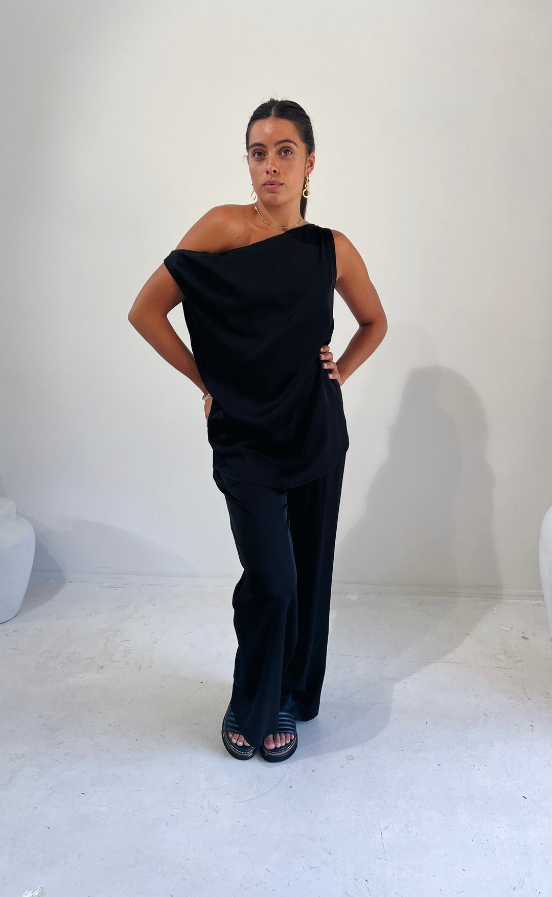 Hepburn Pant Black Satin