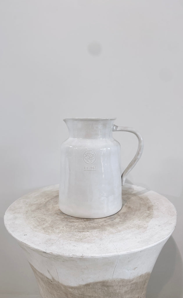 French Rustic White Large Pitcher