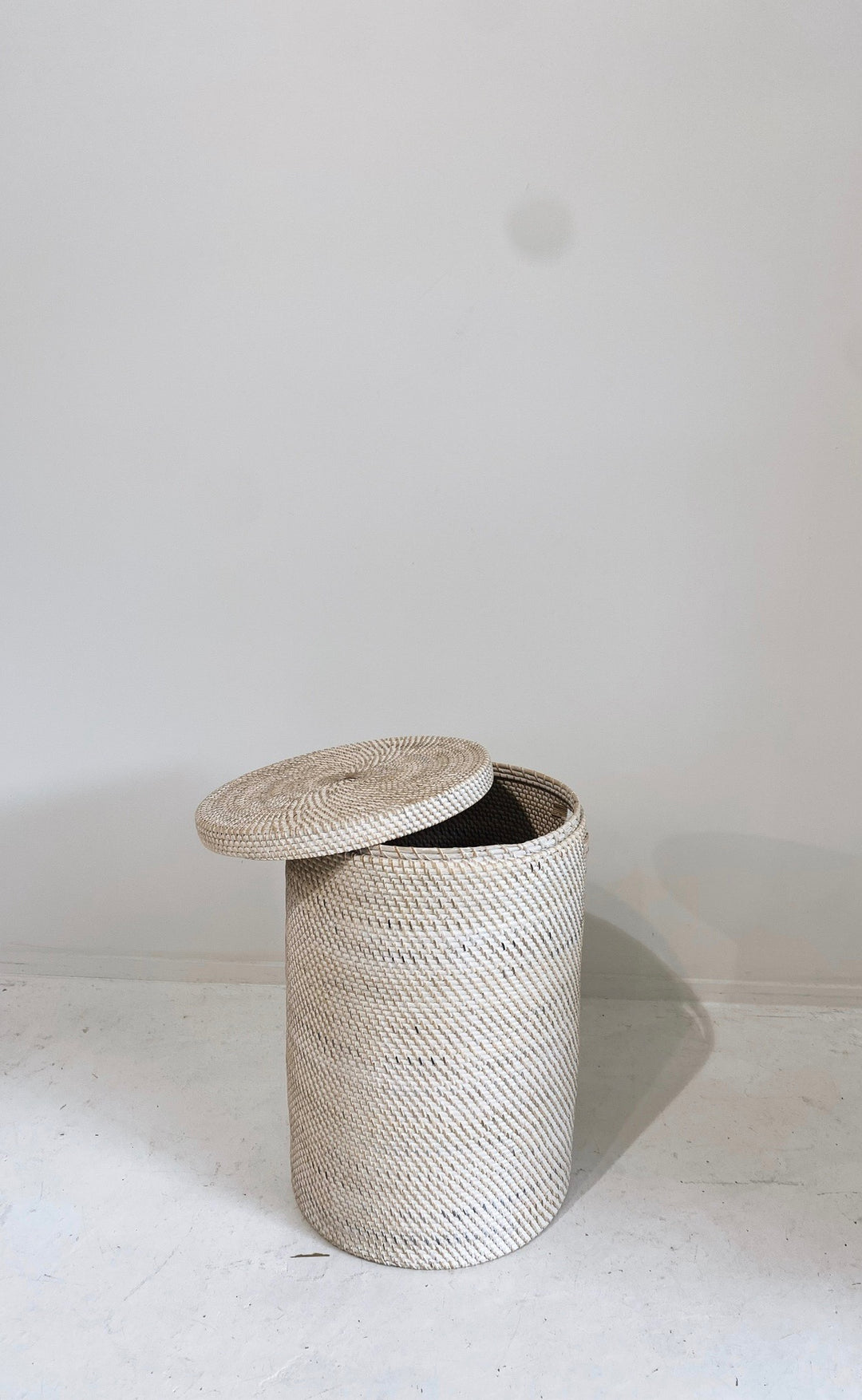 Whitewash Rattan Laundry Basket