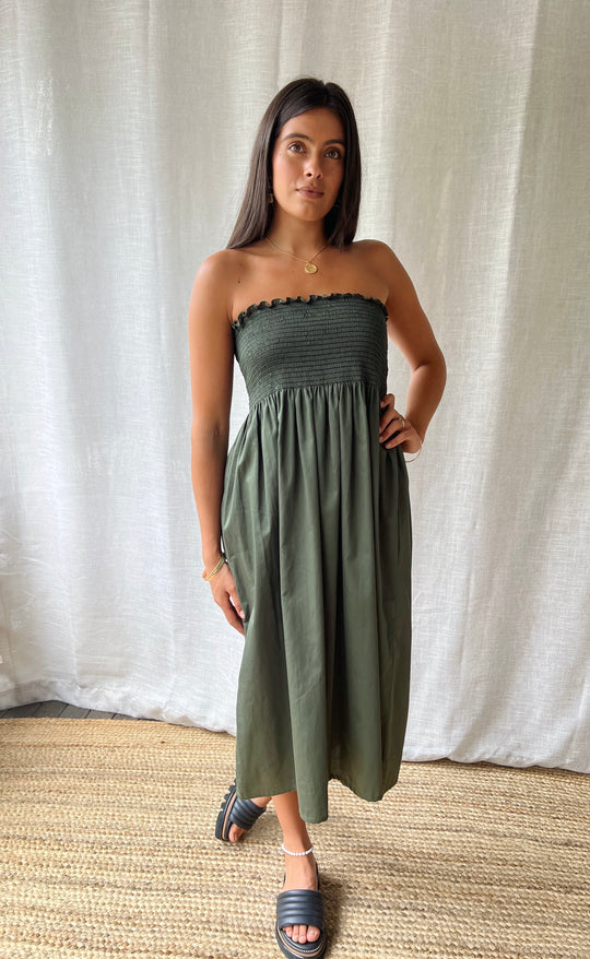 Temple Skirt Khaki Poplin