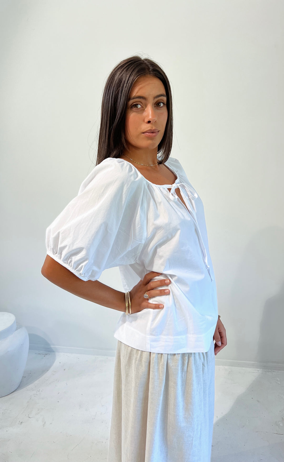Joy Top White Poplin
