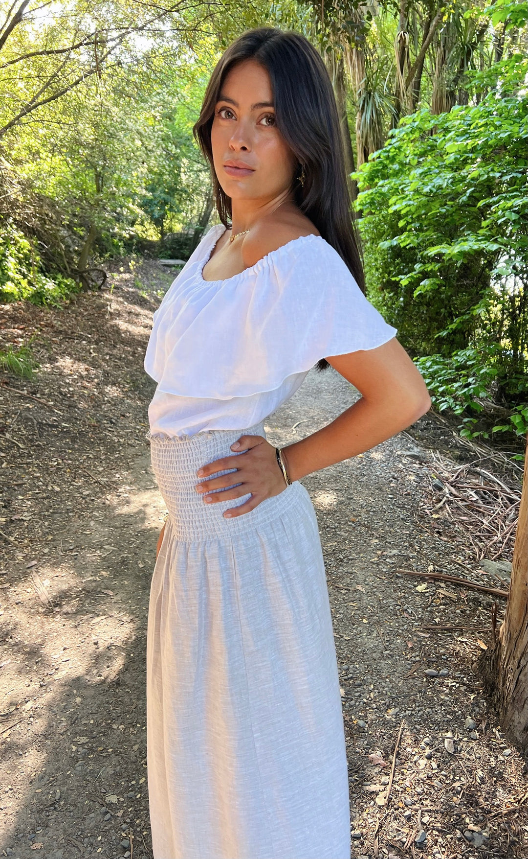 Elope Top White Linen