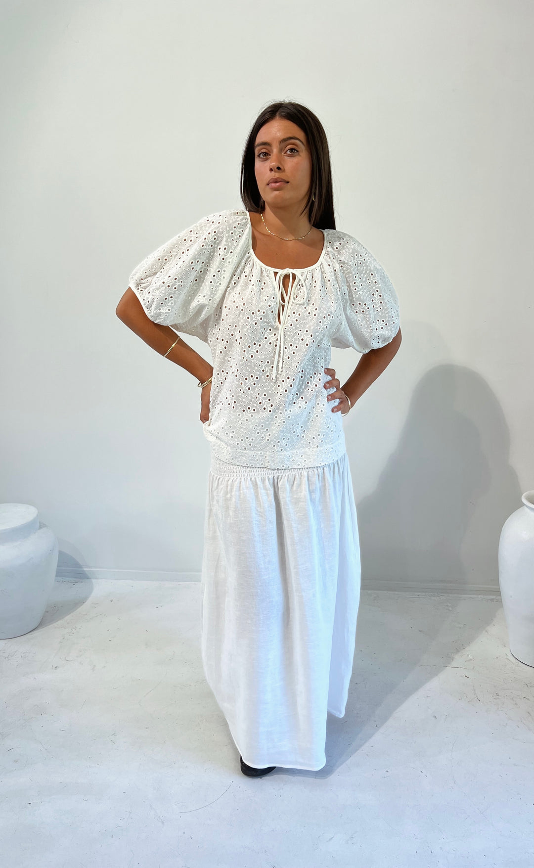 Joy Top White Lace