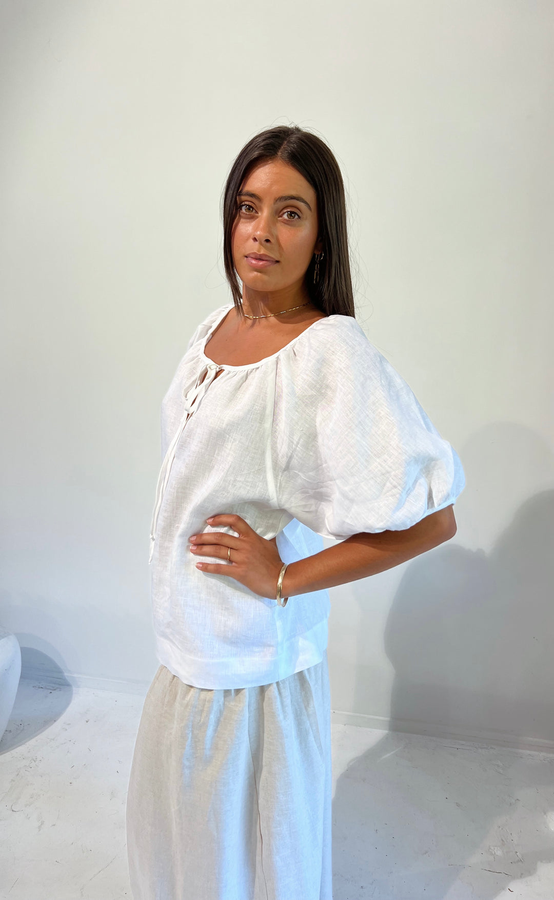 Joy Top White Linen