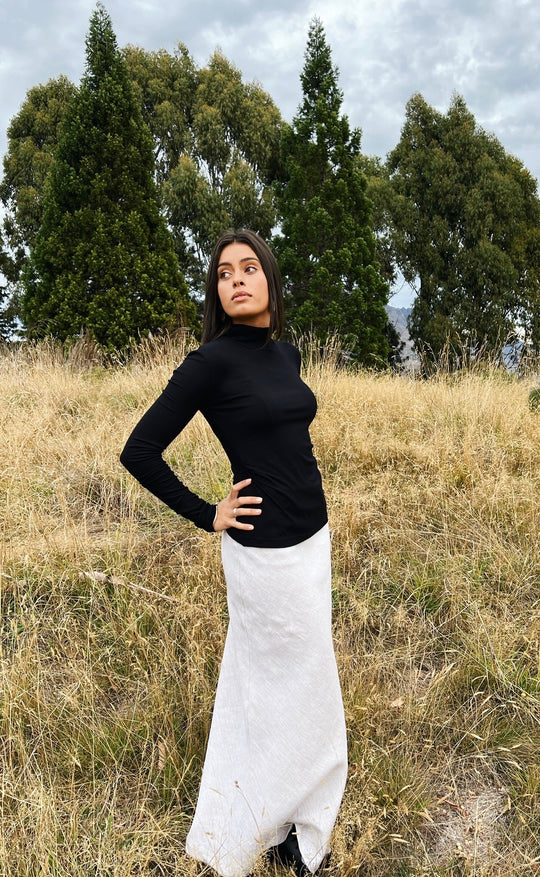 Bias Maxi Skirt Stone Hemp