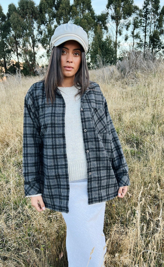 Tommy Shirt Grey Check Wool Mix